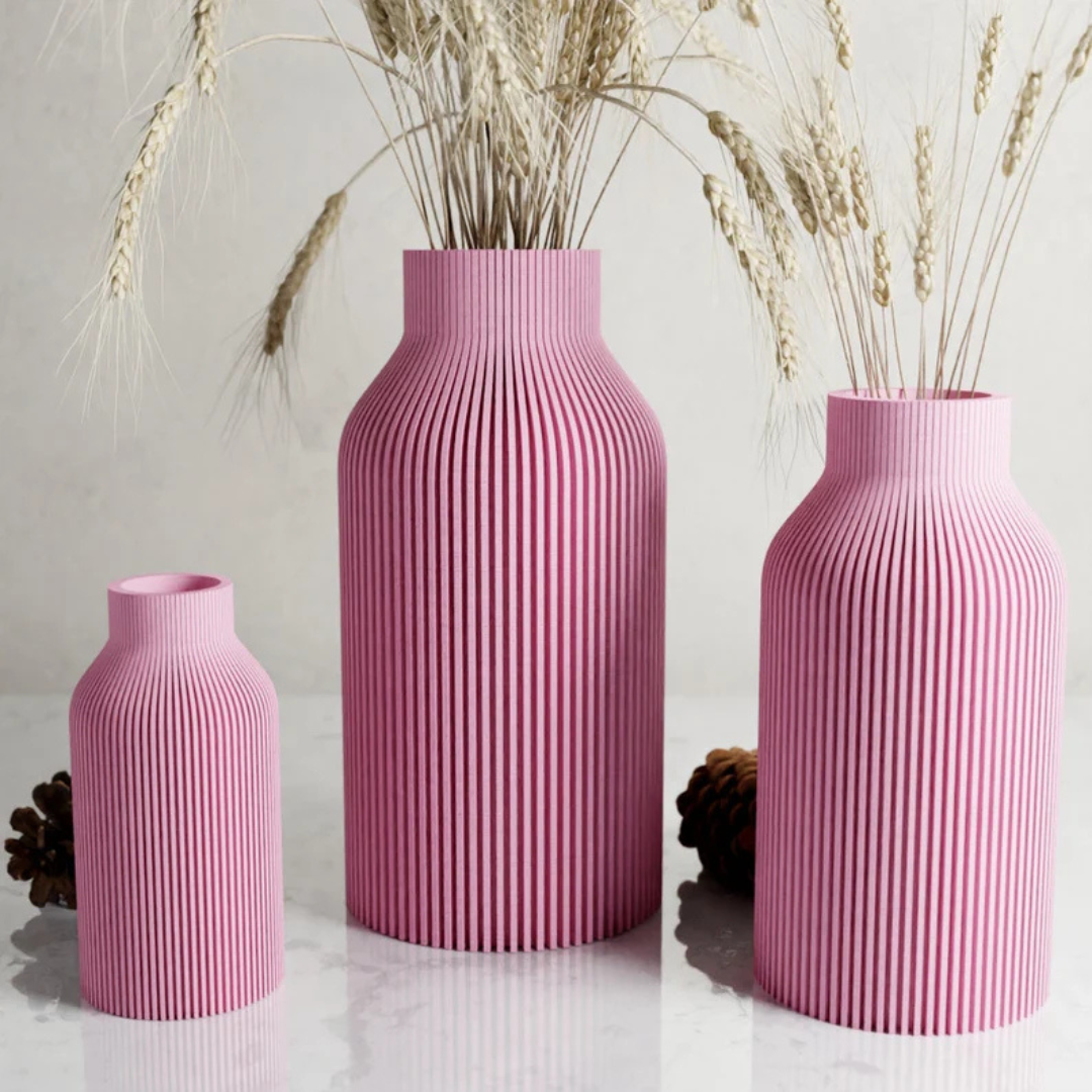 Modern Bottle Vase – Sleek, Eco-Friendly & Waterproof with Natural Wood Texture