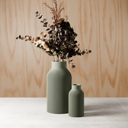 Modern Bottle Vase – Sleek, Eco-Friendly & Waterproof with Natural Wood Texture
