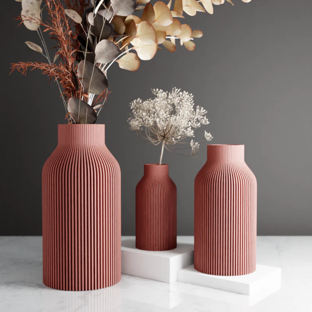 Modern Bottle Vase – Sleek, Eco-Friendly & Waterproof with Natural Wood Texture