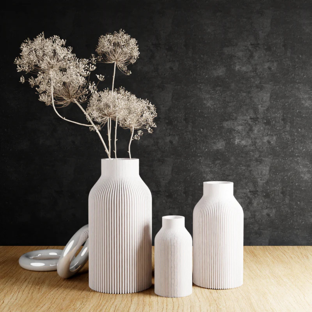 Modern Bottle Vase – Sleek, Eco-Friendly & Waterproof with Natural Wood Texture
