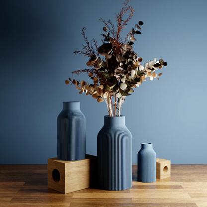 Modern Bottle Vase – Sleek, Eco-Friendly & Waterproof with Natural Wood Texture