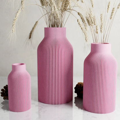 Modern Bottle Vase – Sleek, Eco-Friendly & Waterproof with Natural Wood Texture